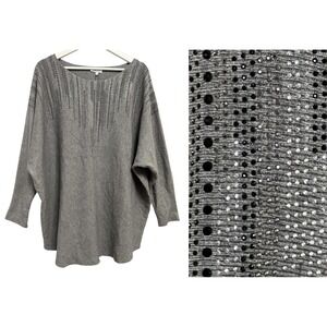 Siren Lily Sweater Womens 3X‎ Gray Embellished Dolman Sleeve Tunic Top Sparkle